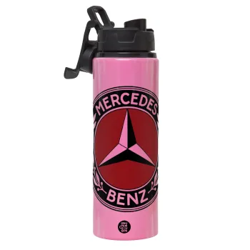 Mercedes vintage, Metallic water bottle with safety lid, 850ml aluminum