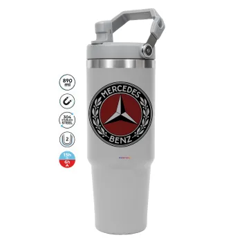 Mercedes vintage, GREY color, 890ml (30oz) stainless Steel Tumbler with Handle