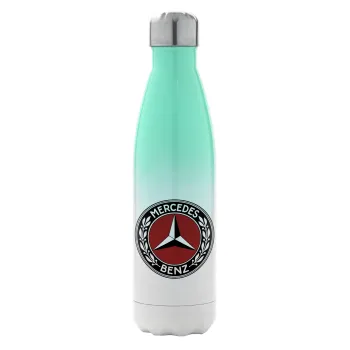Mercedes vintage, Μεταλλικό παγούρι θερμός Πράσινο/Λευκό (Stainless steel), διπλού τοιχώματος, 500ml