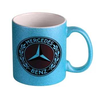 Mercedes vintage, Κούπα Σιέλ Glitter που γυαλίζει, κεραμική, 330ml