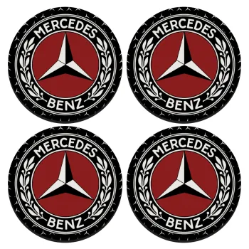 Mercedes vintage, ΣΕΤ 4 Σουβέρ ξύλινα στρογγυλά (9cm)