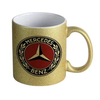 Mercedes vintage, Κούπα Χρυσή Glitter που γυαλίζει, κεραμική, 330ml