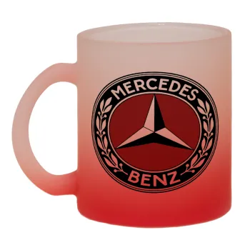 Mercedes vintage, Κούπα γυάλινη δίχρωμη με βάση το κόκκινο ματ, 330ml