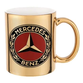 Mercedes vintage, Κούπα κεραμική, χρυσή καθρέπτης, 330ml
