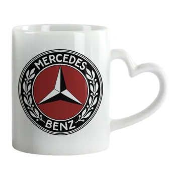 Mercedes vintage, Κούπα καρδιά χερούλι λευκή, κεραμική, 330ml