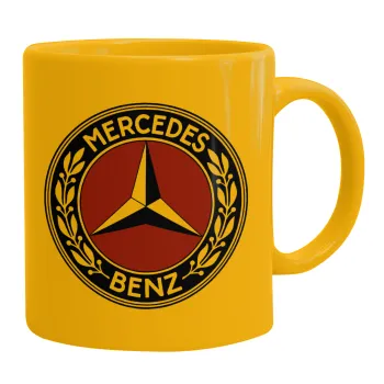 Mercedes vintage, Ceramic coffee mug yellow, 330ml