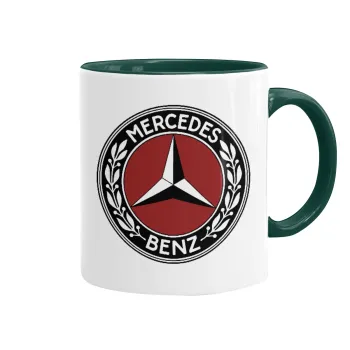 Mercedes vintage, Κούπα χρωματιστή πράσινη, κεραμική, 330ml