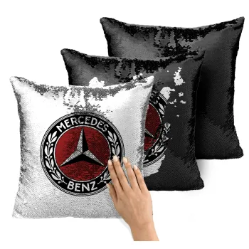 Mercedes vintage, Μαξιλάρι καναπέ Μαγικό Μαύρο με πούλιες 40x40cm περιέχεται το γέμισμα