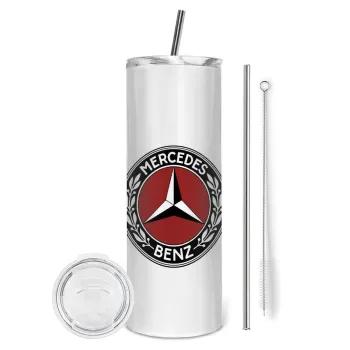 Mercedes vintage, Tumbler stainless steel 600ml, with metal straw & cleaning brush