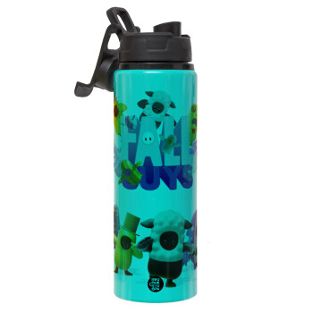 FALL GUYS, Metallic water bottle with safety lid, 850ml aluminum