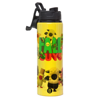 FALL GUYS, Metallic water bottle with safety lid, 850ml aluminum