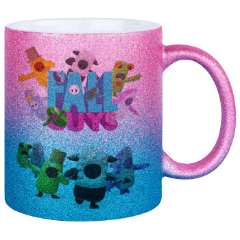 FALL GUYS, Κούπα Χρυσή/Μπλε Glitter, κεραμική, 330ml