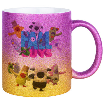 FALL GUYS, Κούπα Χρυσή/Ροζ Glitter, κεραμική, 330ml