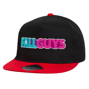 FALL GUYS, Καπέλο παιδικό snapback, 100% Βαμβακερό, Μαύρο/Κόκκινο