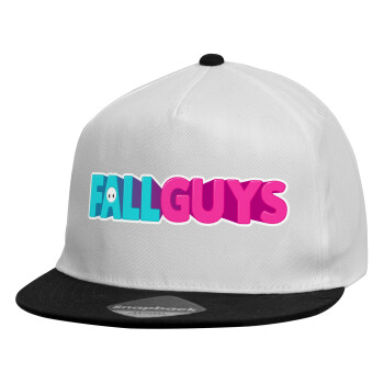 FALL GUYS, Καπέλο παιδικό Flat Snapback, Λευκό (100% ΒΑΜΒΑΚΕΡΟ, ΠΑΙΔΙΚΟ, UNISEX, ONE SIZE)