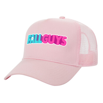 FALL GUYS, Adult Structured Trucker Hat, with Mesh, PINK (100% COTTON, ADULT, UNISEX, ONE SIZE)