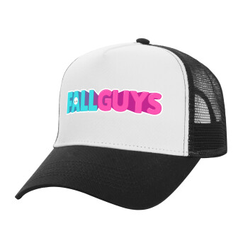 FALL GUYS, Adult Structured Trucker Hat, with Mesh, WHITE/BLACK (100% COTTON, ADULT, UNISEX, ONE SIZE)