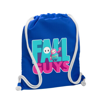 FALL GUYS, Τσάντα πλάτης πουγκί GYMBAG Μπλε, με τσέπη (40x48cm) & χονδρά κορδόνια