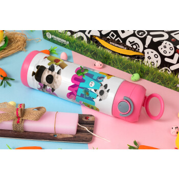 FALL GUYS, Easter candle, Childrens hot water bottle, stainless steel, with safety straw, PINK (500ml)