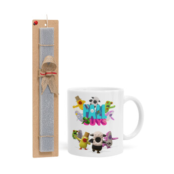 FALL GUYS, Easter Set, Ceramic Cup (330ml) & Easter aromatic flat candle (30cm) (GRAY)