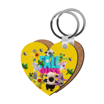 FALL GUYS, Μπρελόκ Ξύλινο καρδιά MDF