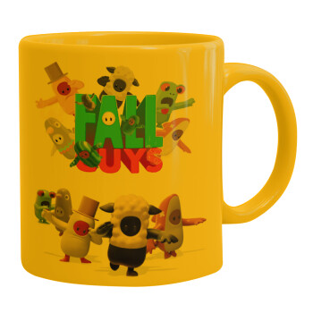 FALL GUYS, Ceramic coffee mug yellow, 330ml (1pcs)
