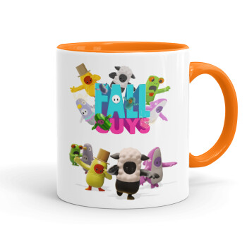 FALL GUYS, Κούπα χρωματιστή πορτοκαλί, κεραμική, 330ml