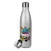 Metallic Glitter Silver Thermos Flask (Stainless steel), double-walled, 500ml