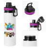 Metallic water bottle with safety lid, 850ml aluminum