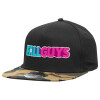 Adult Flat Snapback Hat Black/Camouflage, (100% COTTON TWILL, ADULT, UNISEX, ONE SIZE)