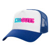 Adult Structured Trucker Hat, with Mesh, WHITE/BLUE (100% COTTON, ADULT, UNISEX, ONE SIZE)