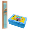 Easter Set, children's snack container BLUE & Easter aromatic flat candle (30cm) (TURQUOISE)