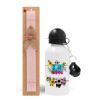 Easter Set, metallic aluminum bottle (500ml) & aromatic flat Easter candle (30cm) (PINK)
