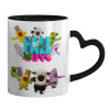 Mug heart black handle, ceramic, 330ml