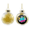 Transparent Christmas tree ball ornament with gold filling 8cm
