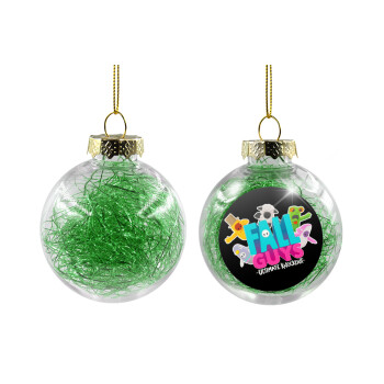 FALL GUYS, Transparent Christmas tree ball ornament with green filling 8cm