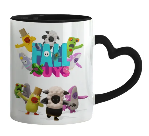 FALL GUYS — Mug heart black handle, ceramic, 330ml
