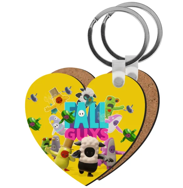FALL GUYS — Heart wooden MDF keychain