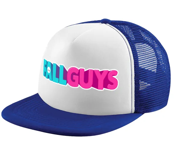 FALL GUYS — Adult Soft Trucker Hat with Blue/White Mesh (POLYESTER, ADULT, UNISEX, ONE SIZE)