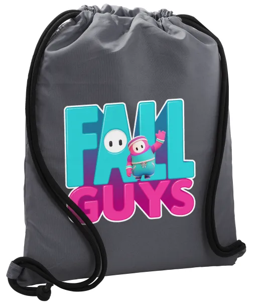 FALL GUYS — Τσάντα πλάτης πουγκί GYMBAG ΓΚΡΙ, με τσέπη (40x48cm) & χονδρά κορδόνια