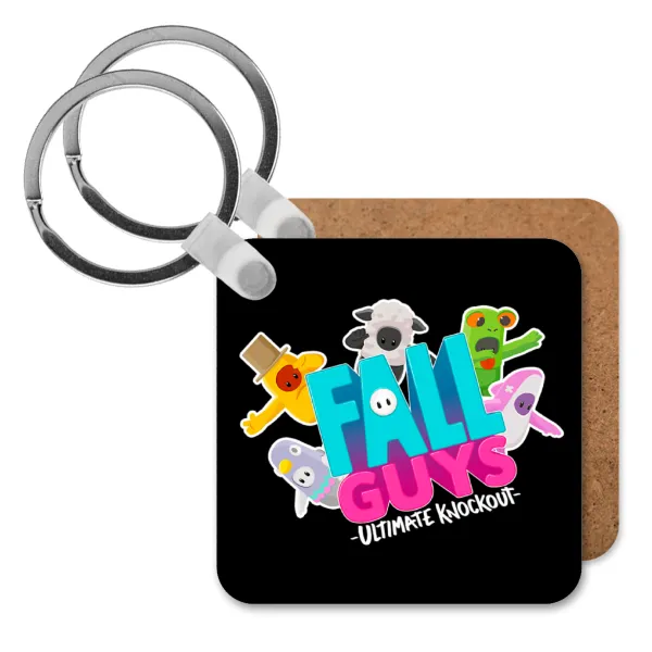FALL GUYS — Square wooden MDF keychain