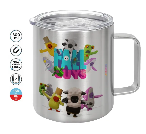 FALL GUYS — Double-walled stainless steel mug 300ml with temperature-retaining lid