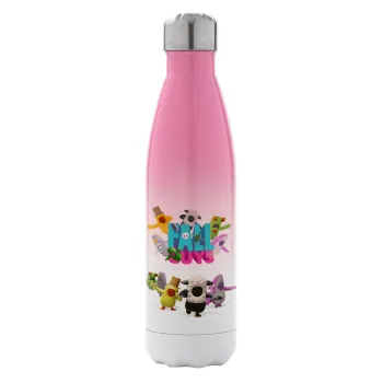 FALL GUYS, Metal mug thermos Pink/White (Stainless steel), double wall, 500ml