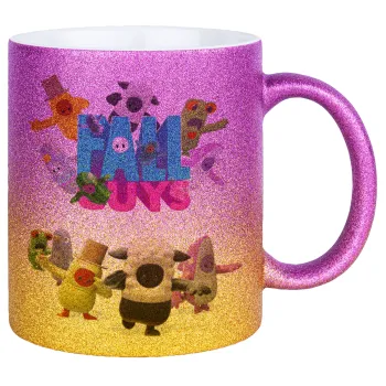 FALL GUYS, Κούπα Χρυσή/Ροζ Glitter, κεραμική, 330ml