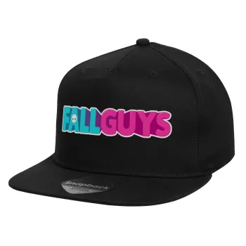 FALL GUYS, Children's Flat Snapback Hat, Black (100% COTTON, CHILD, UNISEX, ONE SIZE)