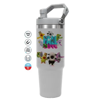 FALL GUYS, ΓΚΡΙ χρώματος Θερμός Ανοξείδωτο 890ml (30oz) με χερούλι