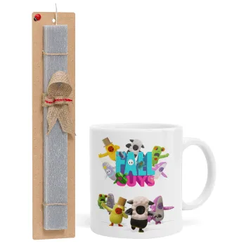 FALL GUYS, Easter Set, Ceramic Cup (330ml) & Easter aromatic flat candle (30cm) (GRAY)