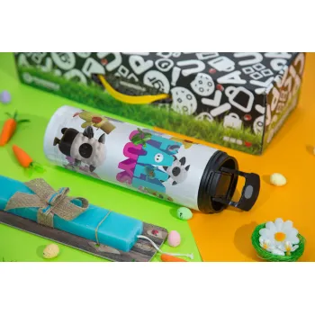 FALL GUYS, Πασχαλινή Λαμπάδα με Travel Tumbler θερμό με διπλό καπάκι (600ml, BPA free) & κερί αρωματικό πλακέ (30cm) (ΤΙΡΚΟΥΑΖ)