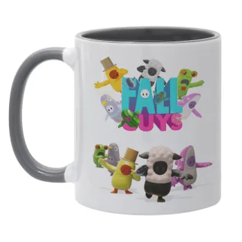 FALL GUYS, Κούπα χρωματιστή γκρι, κεραμική, 330ml