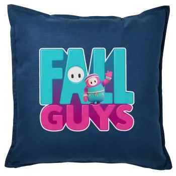 FALL GUYS, Μαξιλάρι καναπέ Μπλε 100% βαμβάκι, περιέχεται το γέμισμα (50x50cm)